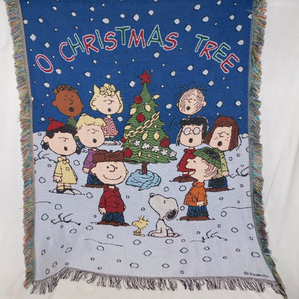 2015 Peanuts Charlie Brown O CHRISTMAS TREE Woven Tapestry Throw Blanket 48x60